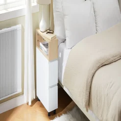 SoBuy Szafka nocna z 2 szufladami 50x20x61cm Minimalistyczny FBT155-NW