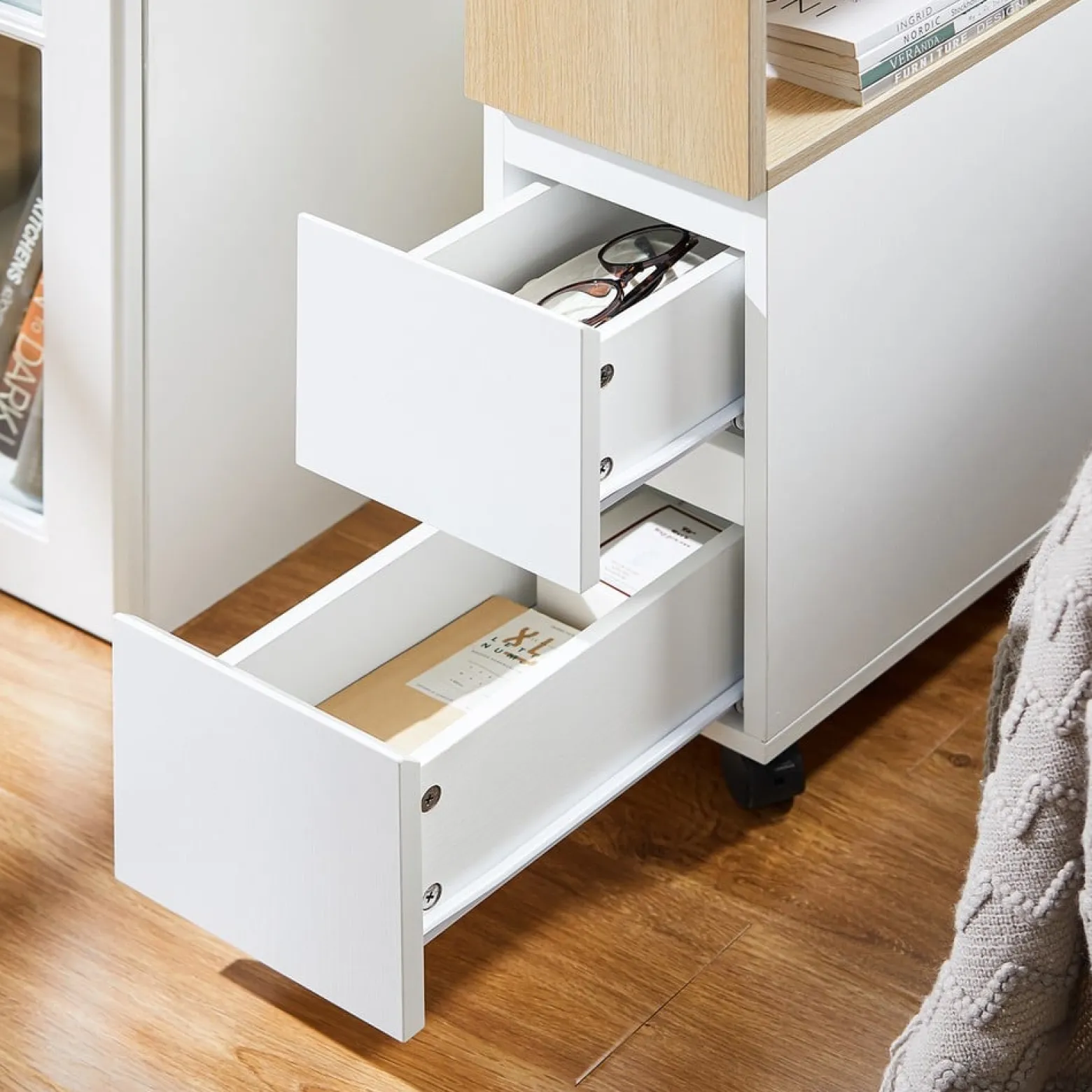SoBuy Szafka nocna z 2 szufladami 50x20x61cm Minimalistyczny FBT155-NW