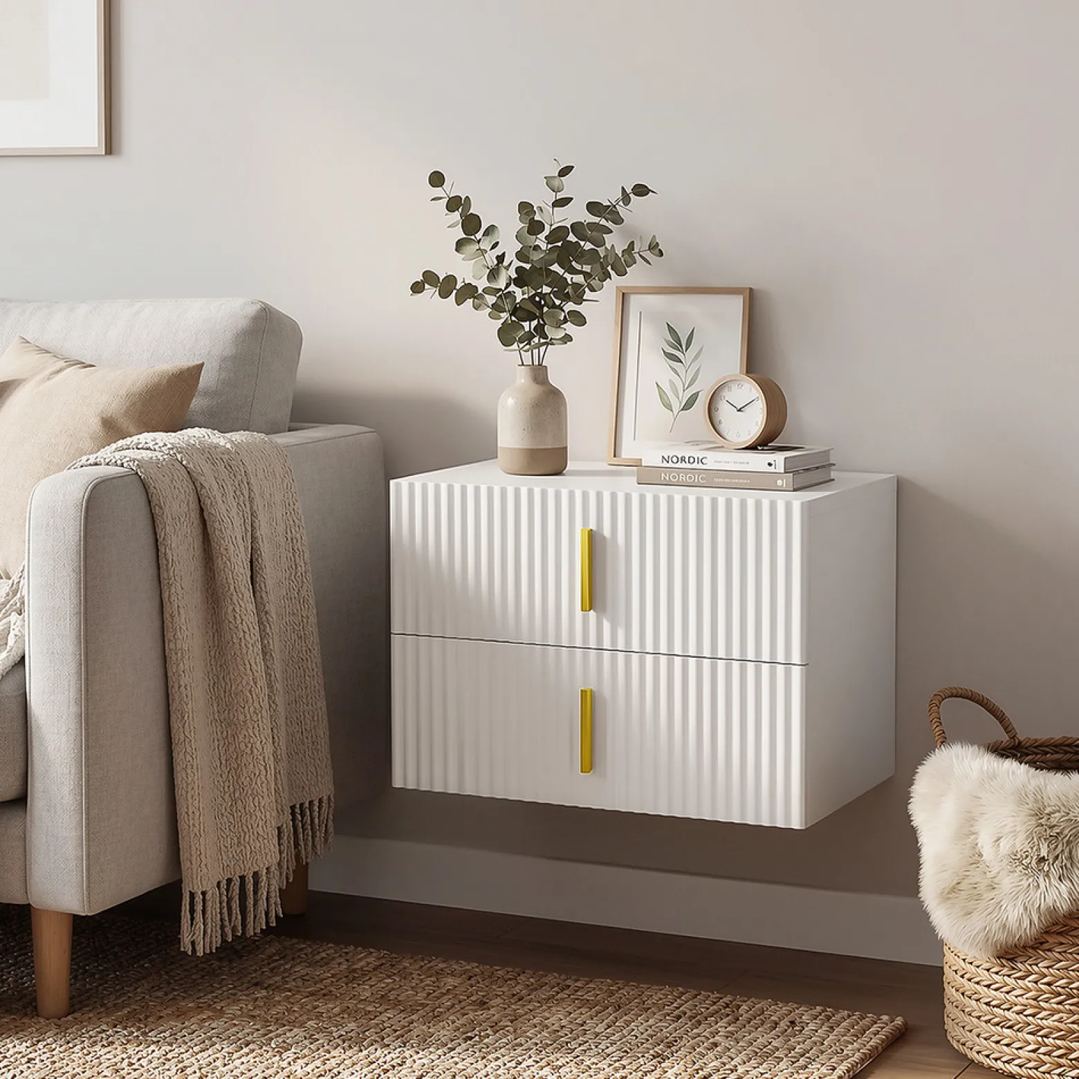 SoBuy Szafka nocna z 2 szufladami Biały 40x30x30 cm FBT177-E-W
