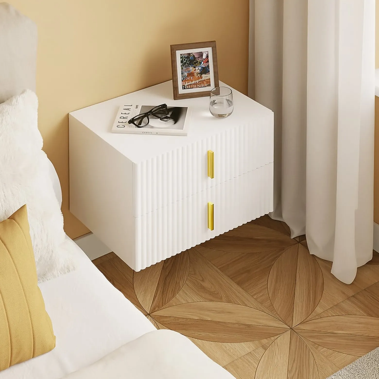 SoBuy Szafka nocna z 2 szufladami Biały 40x30x30 cm FBT177-E-W