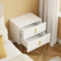 SoBuy Szafka nocna z 2 szufladami Biały 40x30x30 cm FBT177-E-W