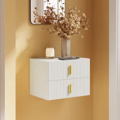 SoBuy Szafka nocna z 2 szufladami Biały 40x30x30 cm FBT177-E-W