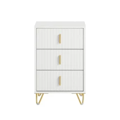 SoBuy Szafka nocna z 3 szufladami Biały 40x40x63cm Nowoczesny FBT115-L-W