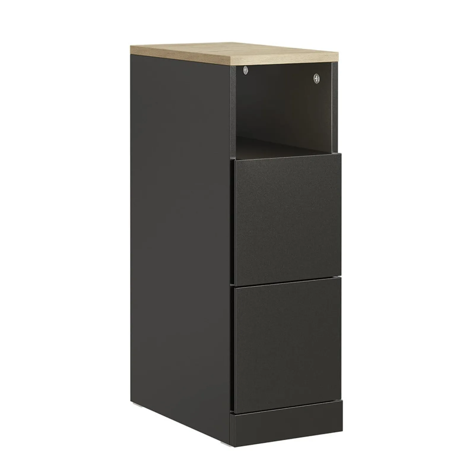 SoBuy Szafka nocna z 2 szufladami Czarny/Dąb 35x20x60cm FBT149-SCH