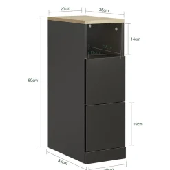 SoBuy Szafka nocna z 2 szufladami Czarny/Dąb 35x20x60cm FBT149-SCH