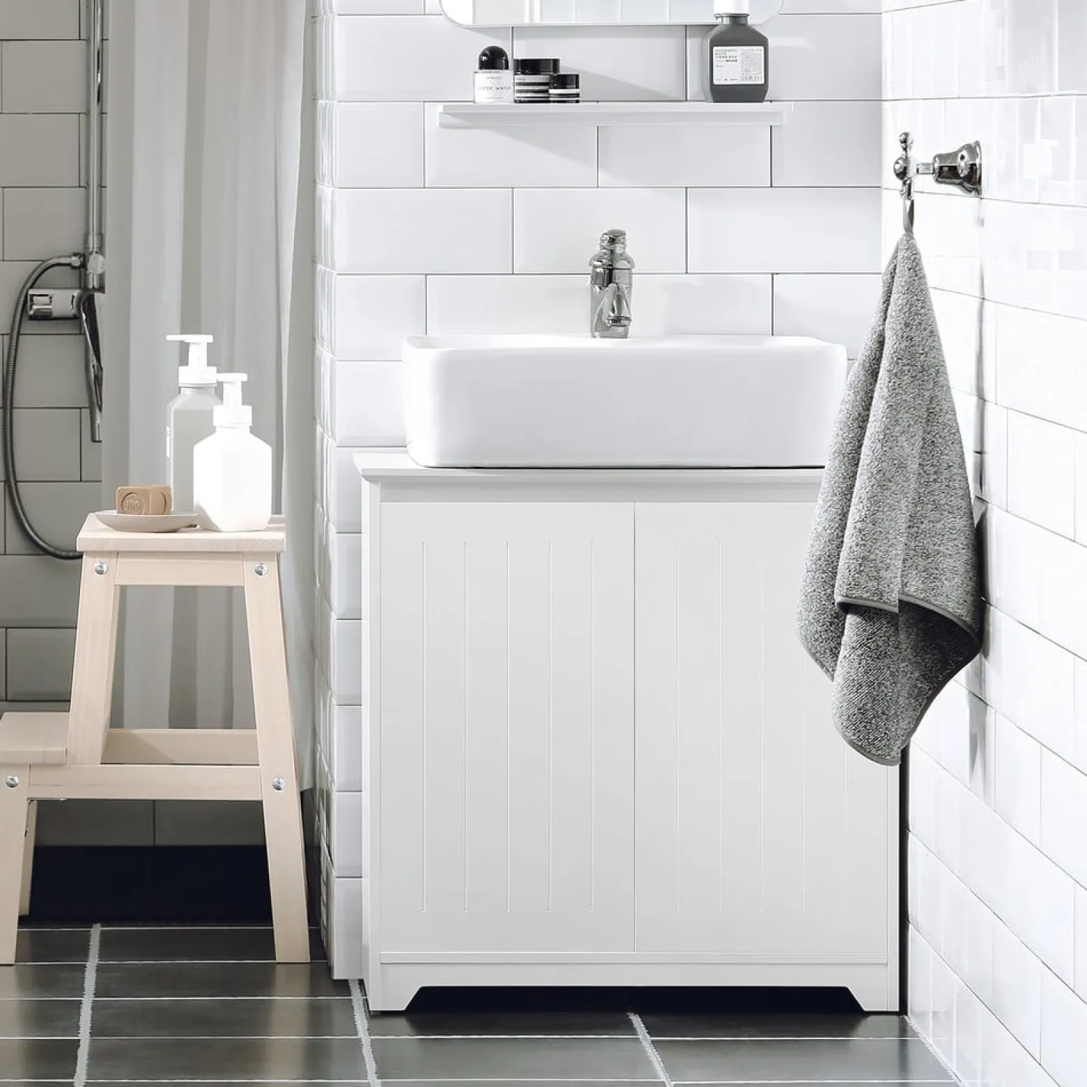 SoBuy Szafka pod umywalkę Biały 60x30x60cm Nowoczesny BZR108-W