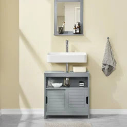 SoBuy Szafka pod umywalkę z dwoma drzwiczkami Szary 60x30x60cm FRG128-SG