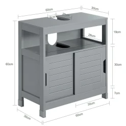 SoBuy Szafka pod umywalkę z dwoma drzwiczkami Szary 60x30x60cm FRG128-SG