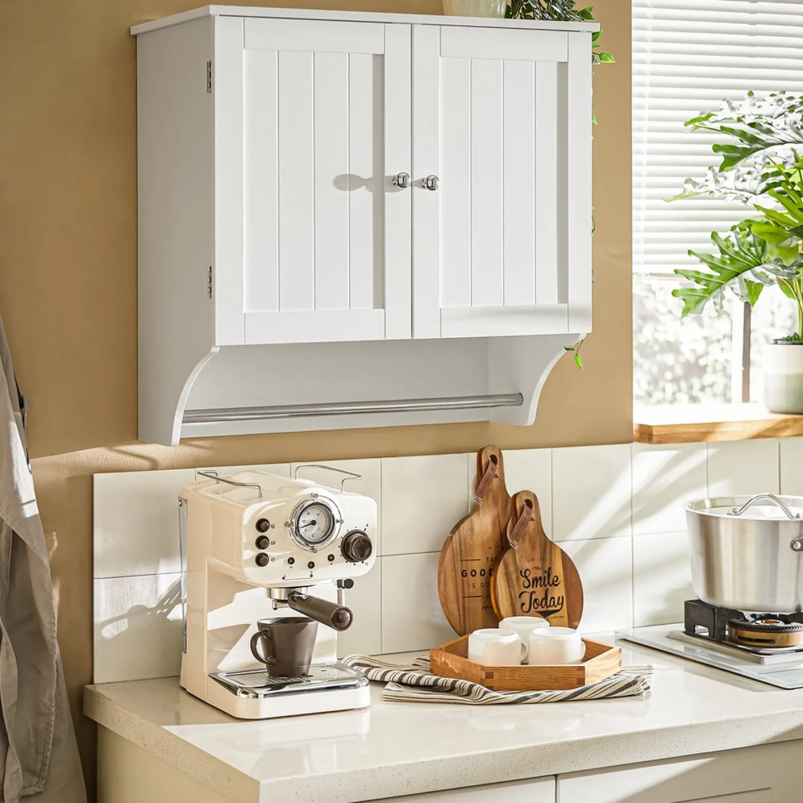 SoBuy Wisząca szafka z 2 drzwiami Biały 60x30x60cm Funkcjonalny BZR84-W