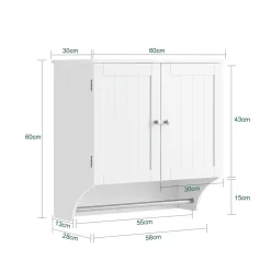 SoBuy Wisząca szafka z 2 drzwiami Biały 60x30x60cm Funkcjonalny BZR84-W