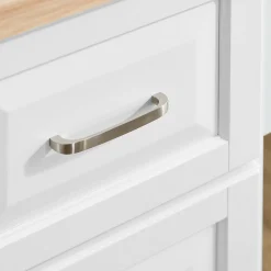 SoBuy Wyspa kuchenna z 3 szufladami Biały/Drewno 130x71x91cm FKW41-II-WN