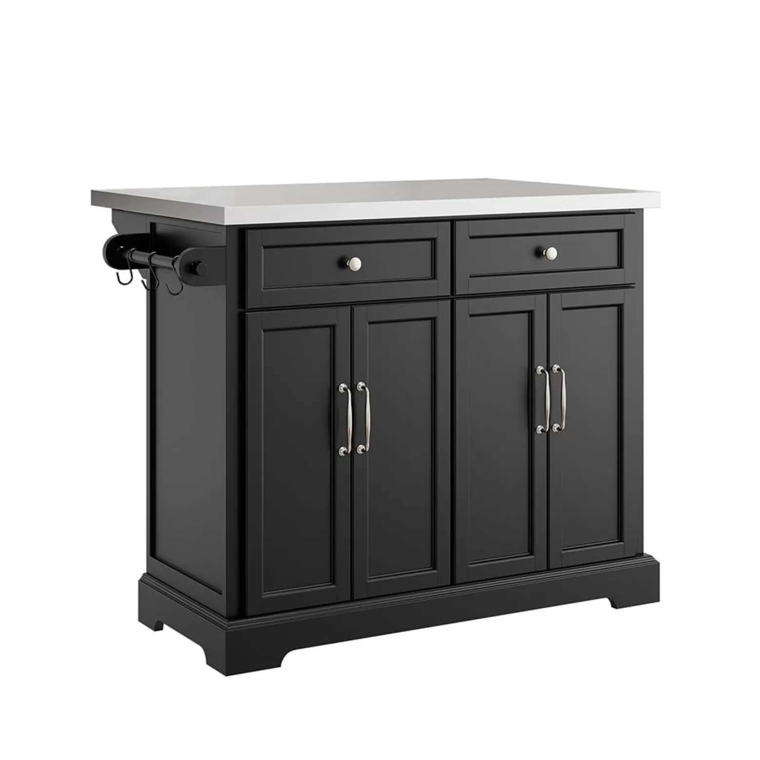 SoBuy Wyspa kuchenna z 2 szufladami Czarny/Srebrny 107x71x92cm FKW71-II-SCH