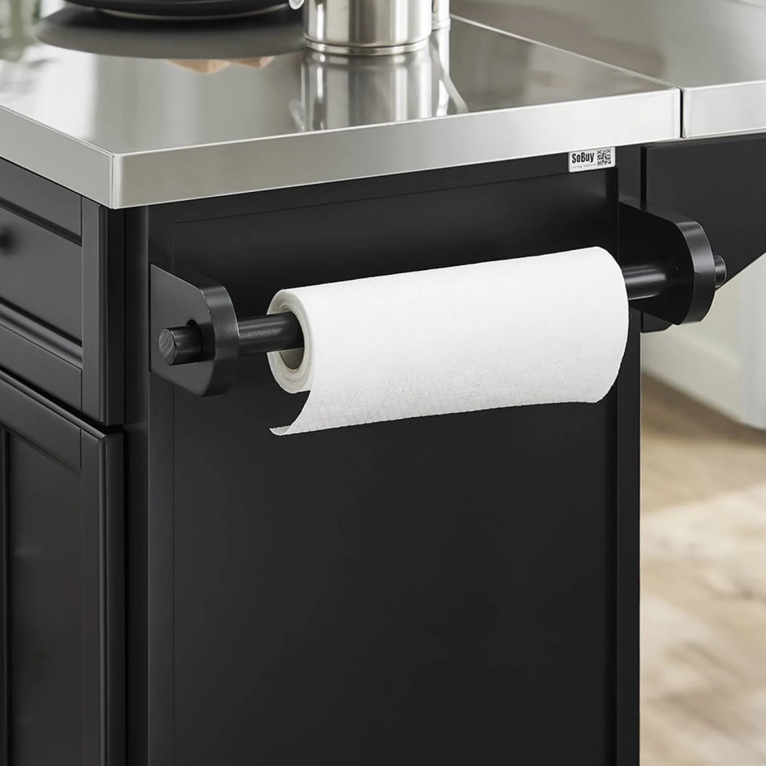 SoBuy Wyspa kuchenna z 2 szufladami Czarny/Srebrny 107x71x92cm FKW71-II-SCH
