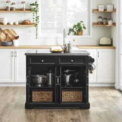 SoBuy Wyspa kuchenna z 2 szufladami Czarny/Srebrny 107x71x92cm FKW71-II-SCH