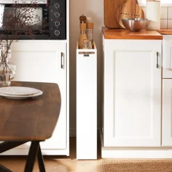 SoBuy Wózek kuchenny z 3 półkami Biały 50x14.5x80cm Nowoczesny NSR12-W