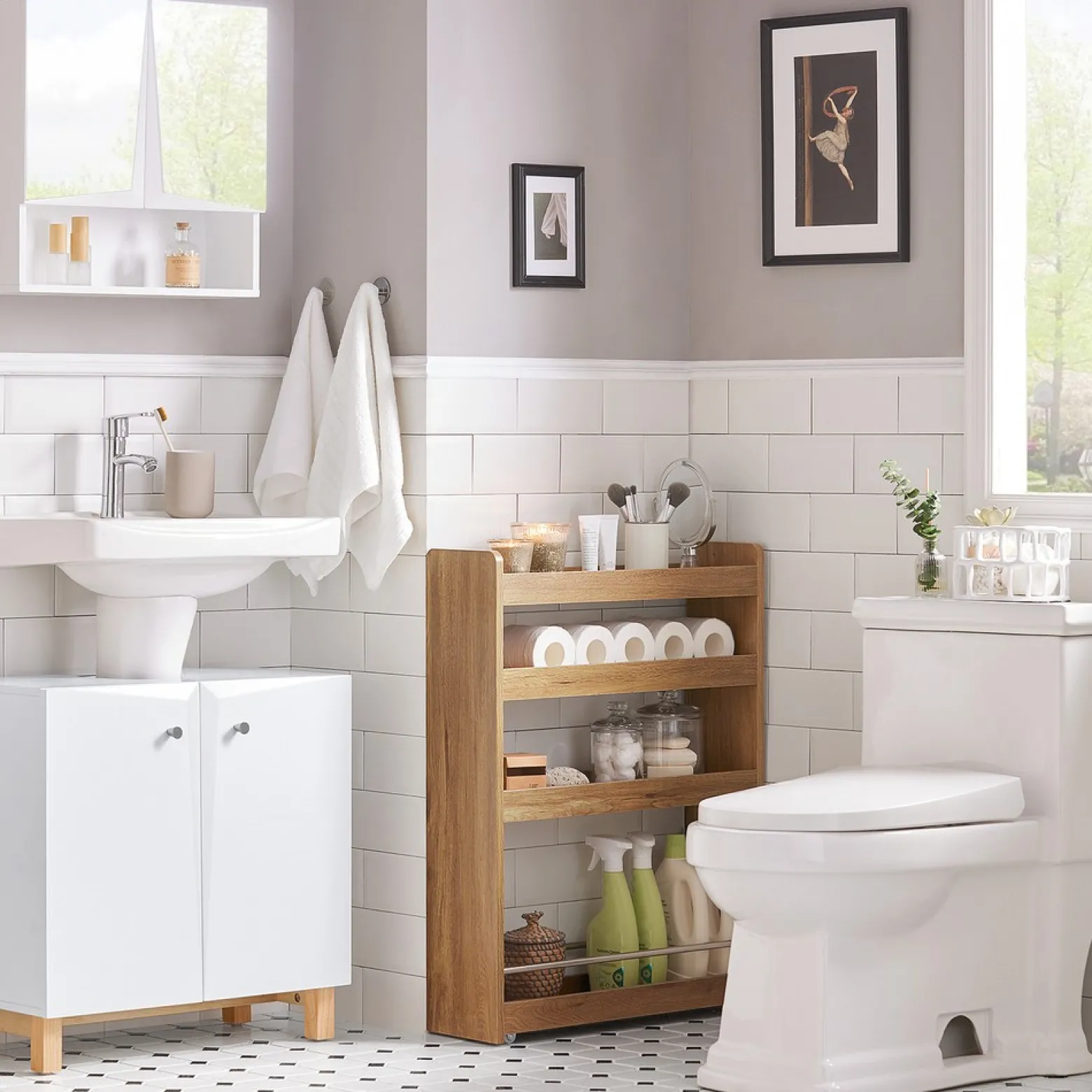 SoBuy Wózek kuchenny z 4 półkami Ciemnobrązowy 60x18x81cm NSR01-PF