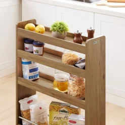 SoBuy Wózek kuchenny z 4 półkami Ciemnobrązowy 60x18x81cm NSR01-PF
