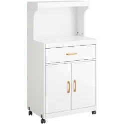 SoBuy Wózek kuchenny z szufladą Biały 61x39.5x119cm Nowoczesny FSB12-W