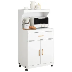 SoBuy Wózek kuchenny z szufladą Biały 61x39.5x119cm Nowoczesny FSB12-W
