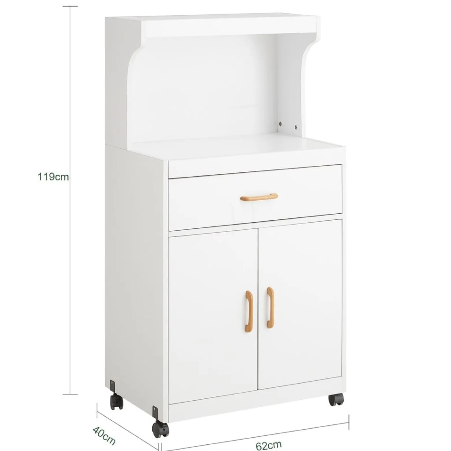 SoBuy Wózek kuchenny z szufladą Biały 61x39.5x119cm Nowoczesny FSB12-W