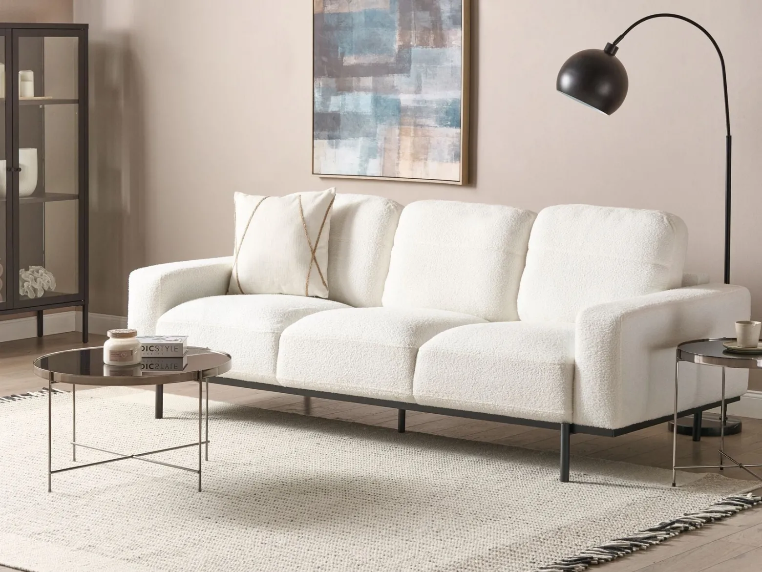 Sofa kanapa trzyosobowa boucle biała