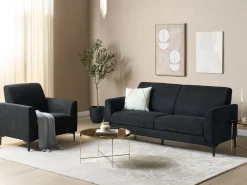 Sofa kanapa trzyosobowa tapicerowana czarna
