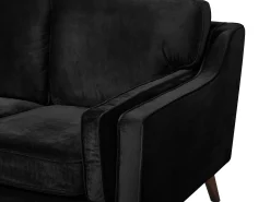 Sofa kanapa trzyosobowa welur czarna