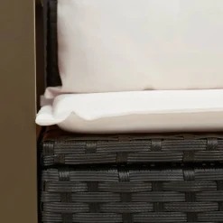 Sofa Ogrodowa Czarna z Poduszkami Fotel Siedzisko Na Taras Balkon