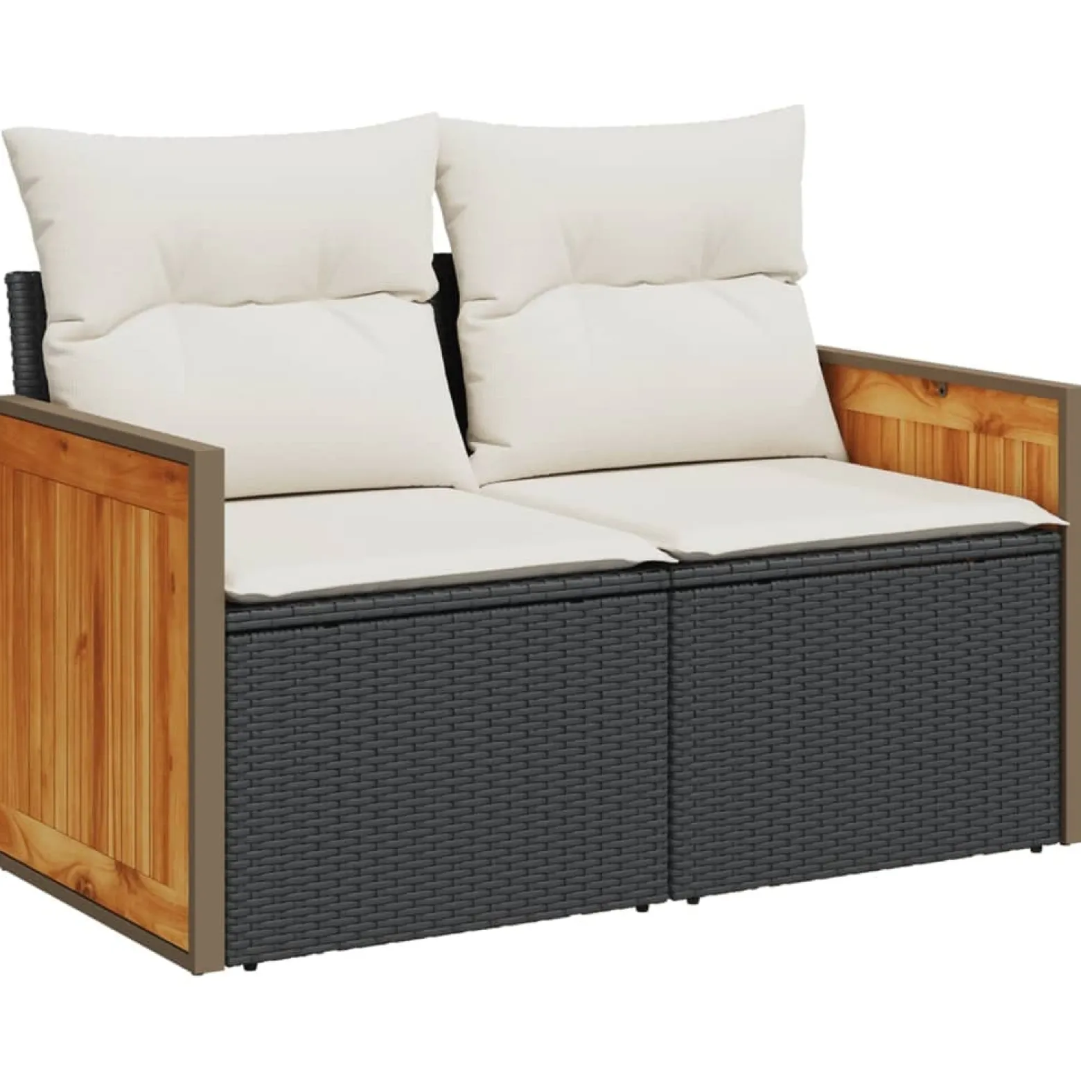Sofa Ogrodowa Czarna z Poduszkami Fotel Siedzisko Na Taras Balkon