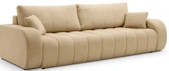 Sofa rozkładana ALOO obita tkaniną boucle z ozdobnymi poduszkami, beżowa