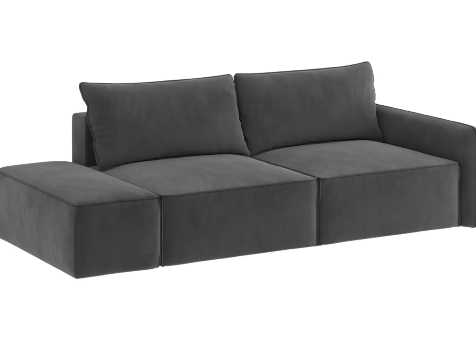 Sofa Rozkładana Lewostronna Trzyosobowa VINCI 2 Czarna z Funkcją Spania
