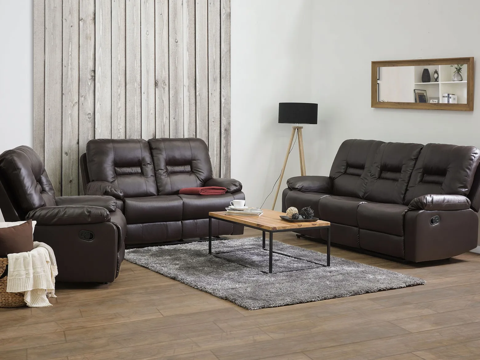 Sofa rozkładana z funkcją relaks brązowa