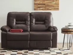 Sofa rozkładana z funkcją relaks brązowa