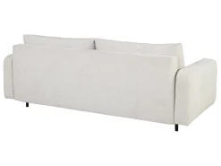 Sofa trzyosobowa Sorella rozkładana z pojemnikiem szenilowa perłowa