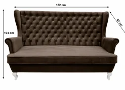 Sofa uszak 3 osobowa chesterfield glamour velvet brązowa HR45
