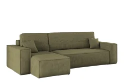 Sofa w kształcie L BEST narożnik, tkanina Poso, Oliwkowy Lewostronny