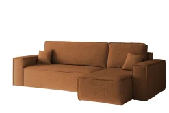 Sofa w kształcie L BEST narożnik tkanina Neve, Miedziany Prawostronny