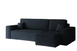 Sofa w kształcie L BEST narożnik tkanina Neve, Ciemnoniebieski Prawostronny
