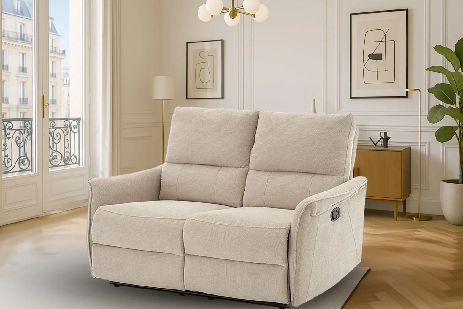 Sofa wypoczynkowa fotel rozkładany dwuosobowy leżanka FW106-2 Timo duo beż