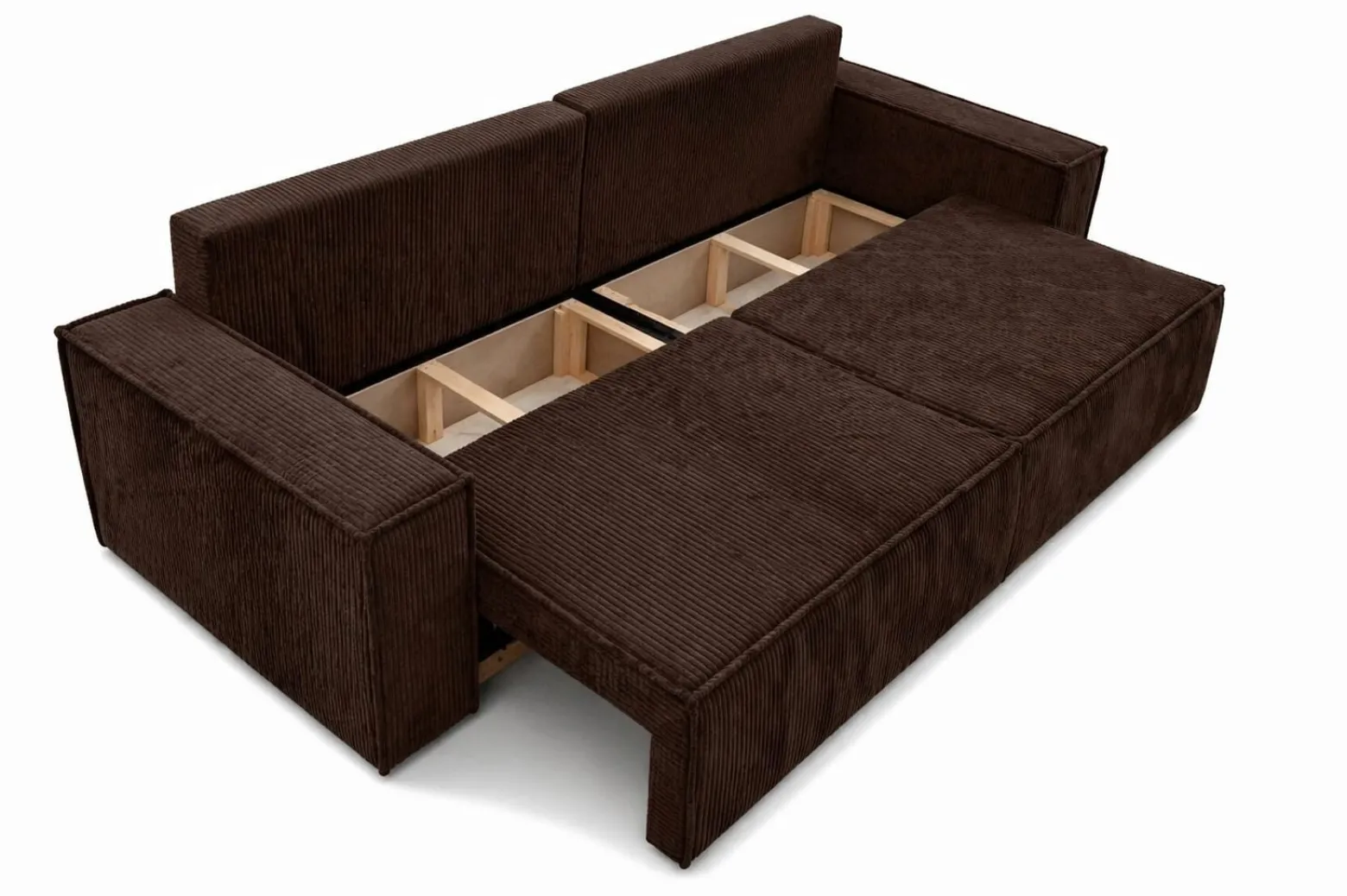 Sofa z funkcją spania, sztruks Poso, Brązowy, BEST SCORNER