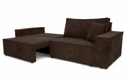 Sofa z funkcją spania, sztruks Poso, Brązowy, BEST SCORNER