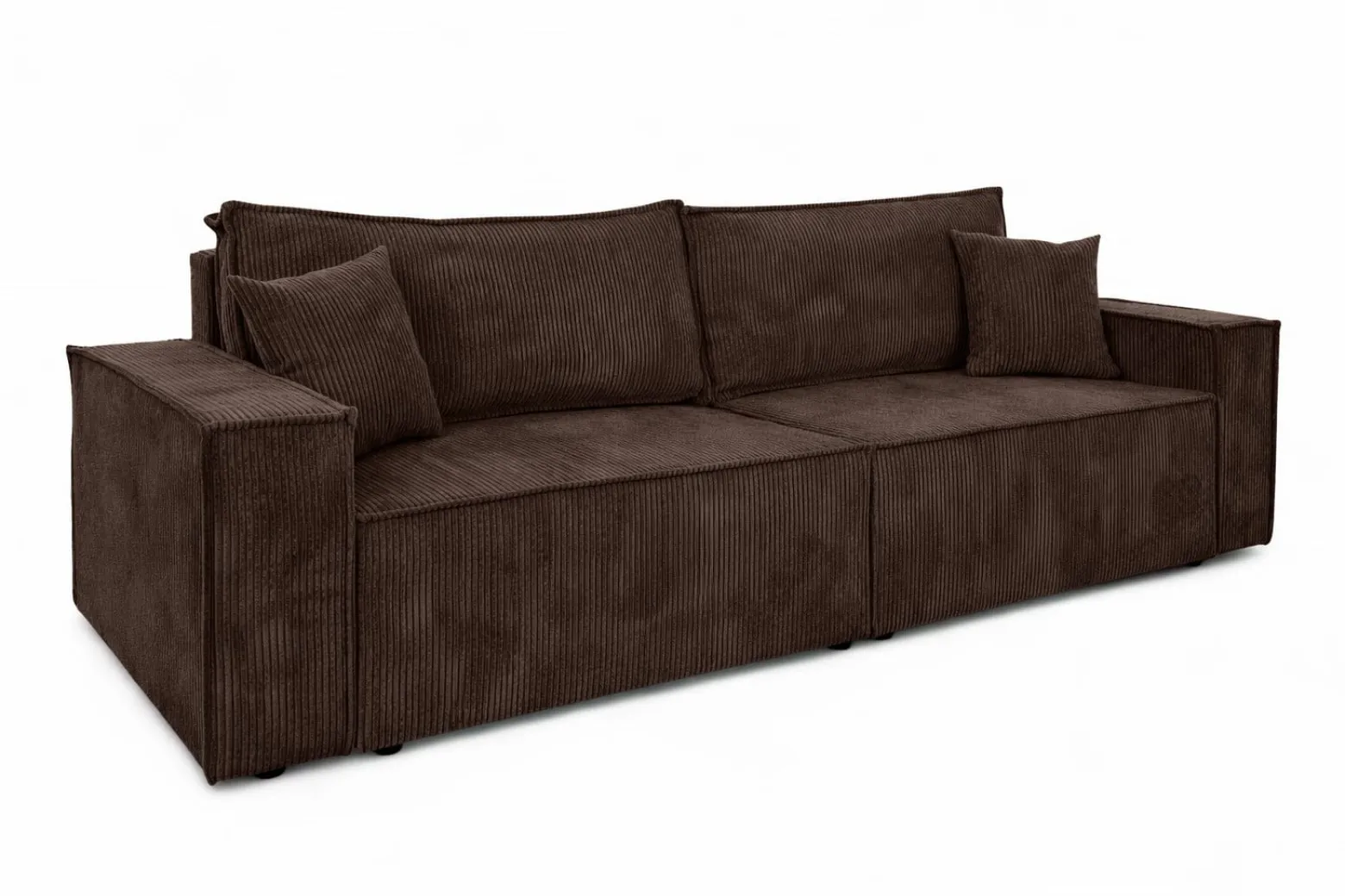 Sofa z funkcją spania, sztruks Poso, Brązowy, BEST SCORNER