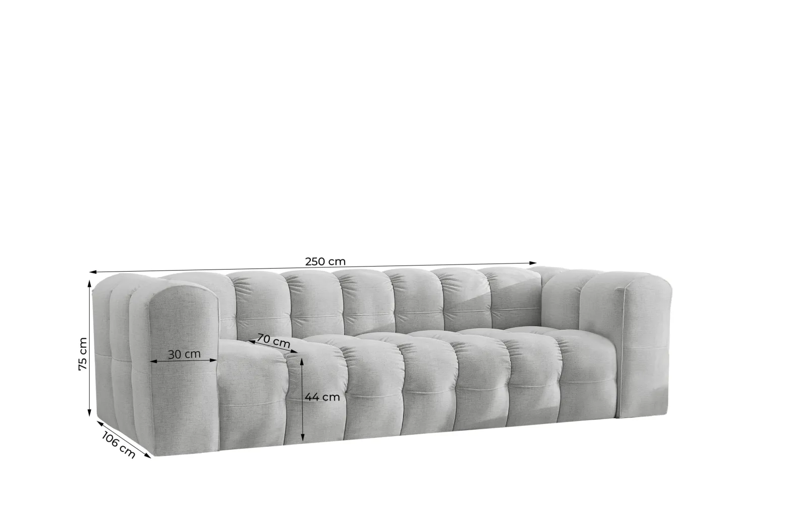 Sofa Baloo, 4-osobowa, do salonu, tkanina Moly, antracyt