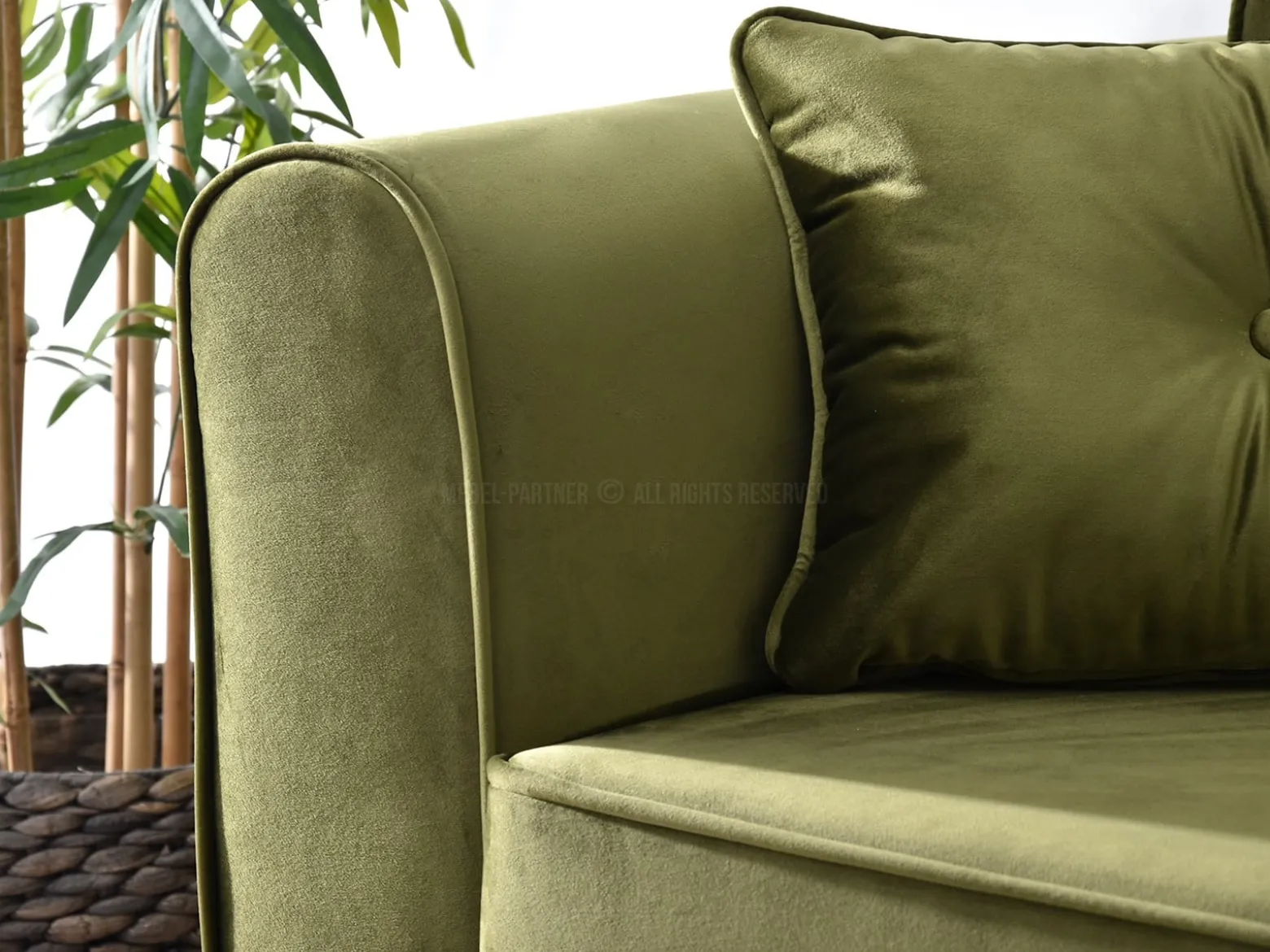 Sofa Blink Zielony-Jasny Welur, Podstawa Czarny