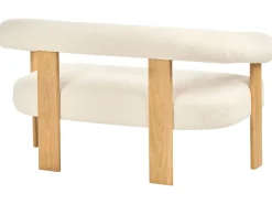 Sofa dwuosobowa retro boucle złamana biel z jasnobrązowym