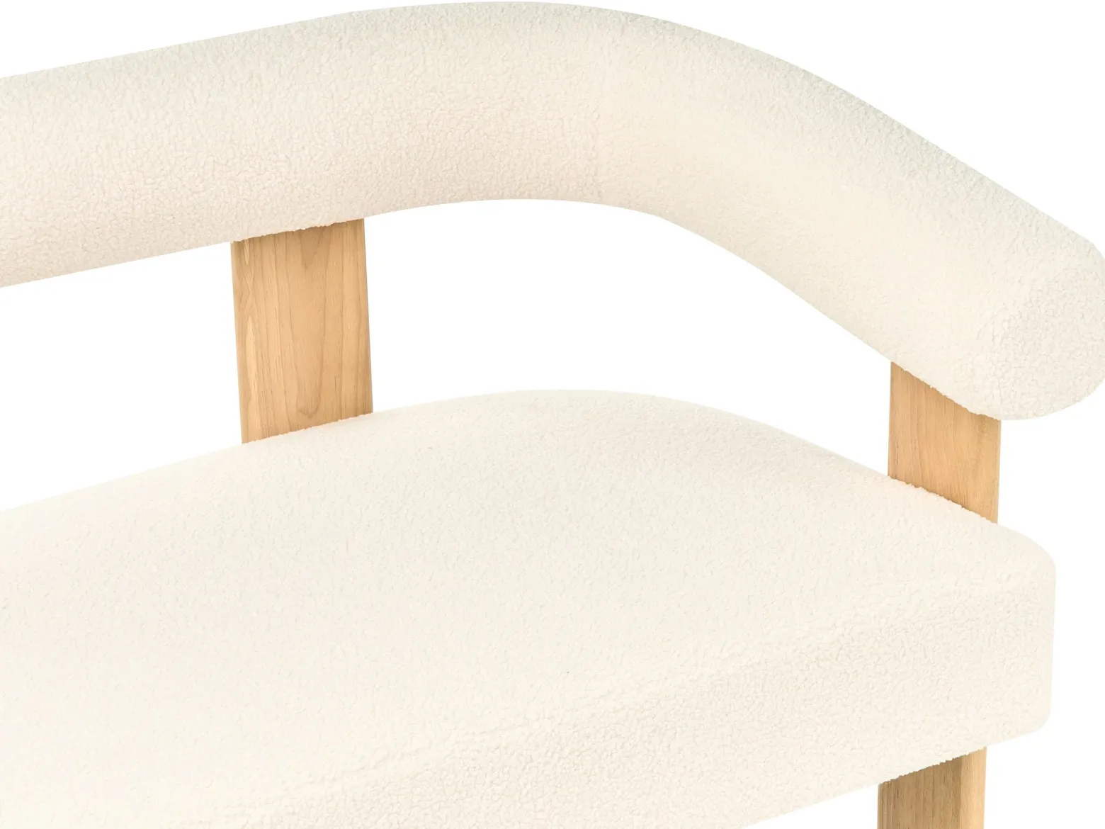 Sofa dwuosobowa retro boucle złamana biel z jasnobrązowym