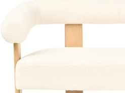 Sofa dwuosobowa retro boucle złamana biel z jasnobrązowym