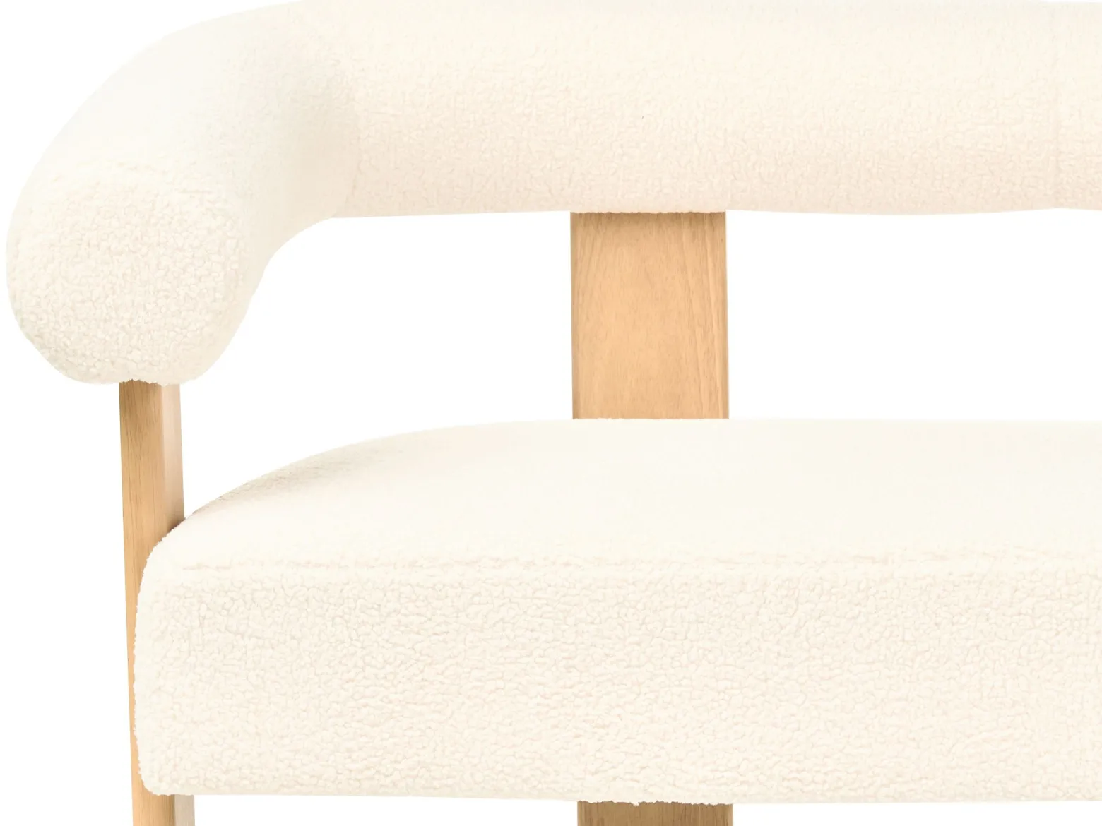 Sofa dwuosobowa retro boucle złamana biel z jasnobrązowym