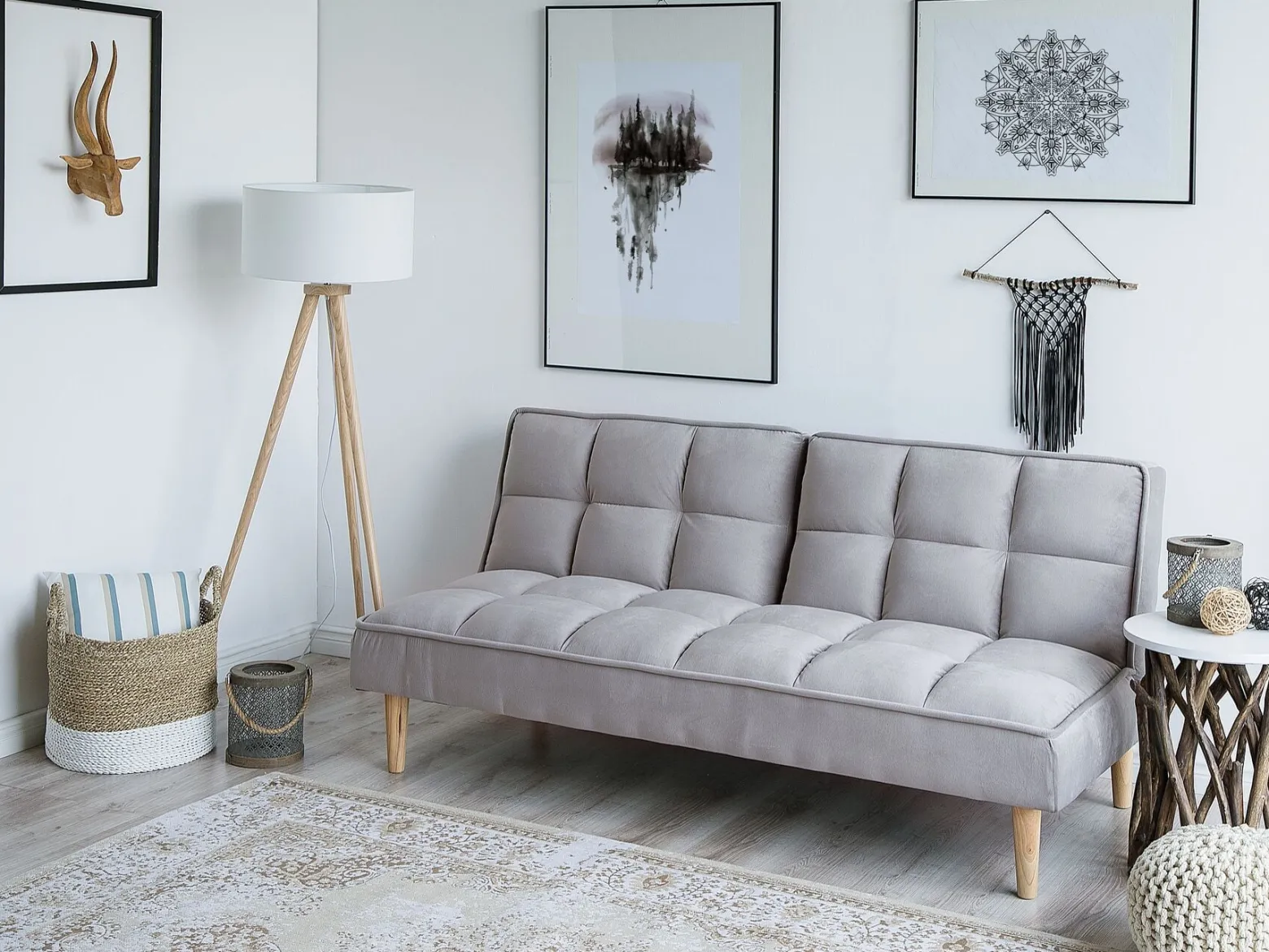 Sofa kanapa rozkładana 3-osobowa jasnoszara
