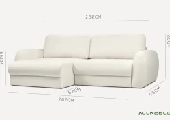 Sofa Kanapa Rozkładana Trzyosobowa z Funkcją Spania PALLA Czarna Mała
